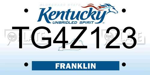 TG4Z123 Kentucky License Plate