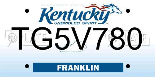 TG5V780 Kentucky License Plate