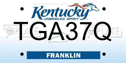 TGA37Q Kentucky License Plate