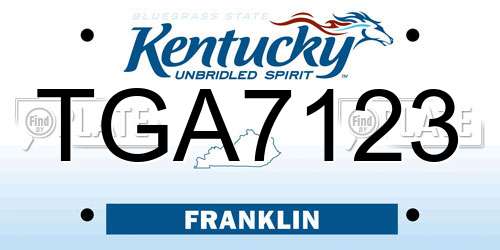 TGA7123 Kentucky License Plate