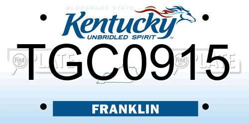 TGC0915 Kentucky License Plate
