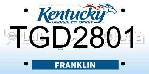 TGD2801 Kentucky License Plate