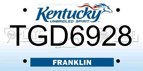 TGD6928 Kentucky License Plate