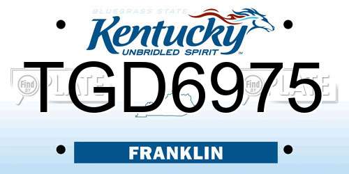 TGD6975 Kentucky License Plate