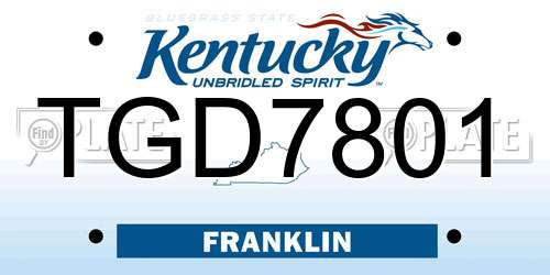 TGD7801 Kentucky License Plate