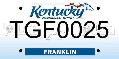 TGF0025 Kentucky License Plate