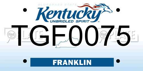 TGF0075 Kentucky License Plate