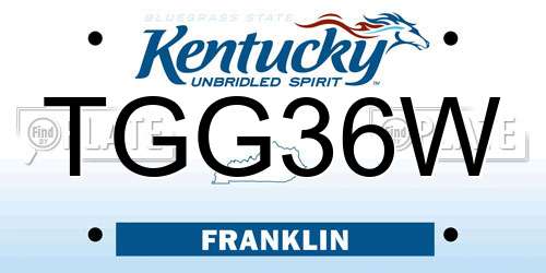 TGG36W Kentucky License Plate