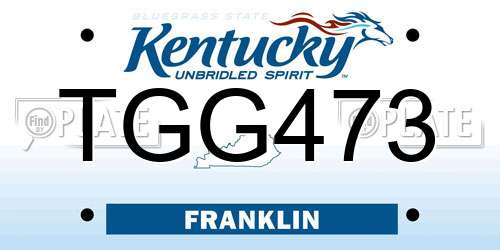 TGG473 Kentucky License Plate