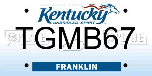 TGMB67 Kentucky License Plate