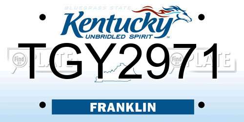 TGY2971 Kentucky License Plate