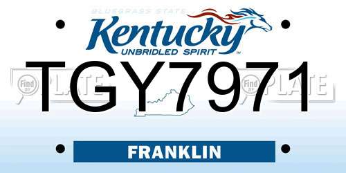 TGY7971 Kentucky License Plate