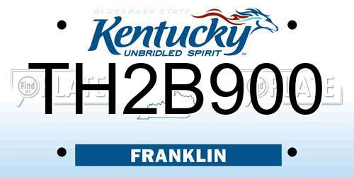 TH2B900 Kentucky License Plate