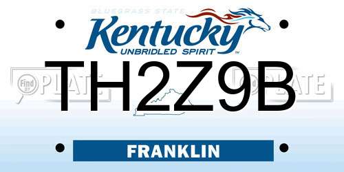TH2Z9B Kentucky License Plate