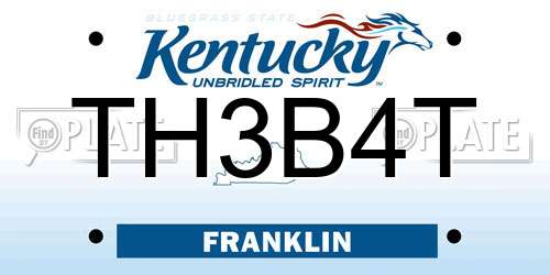 TH3B4T Kentucky License Plate