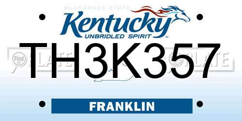 TH3K357 Kentucky License Plate