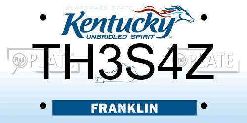 TH3S4Z Kentucky License Plate
