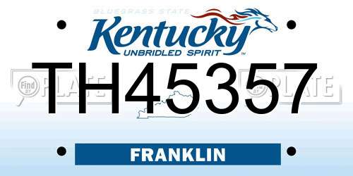 TH45357 Kentucky License Plate