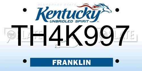 TH4K997 Kentucky License Plate