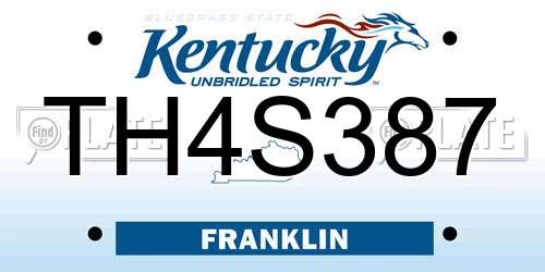 TH4S387 Kentucky License Plate