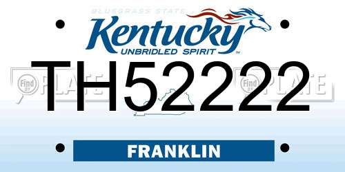TH52222 Kentucky License Plate