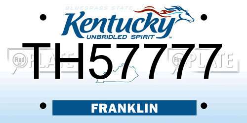 TH57777 Kentucky License Plate
