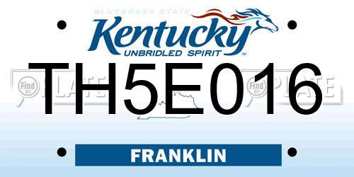 TH5E016 Kentucky License Plate