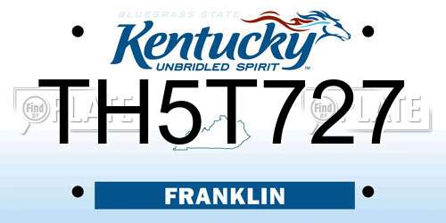 TH5T727 Kentucky License Plate