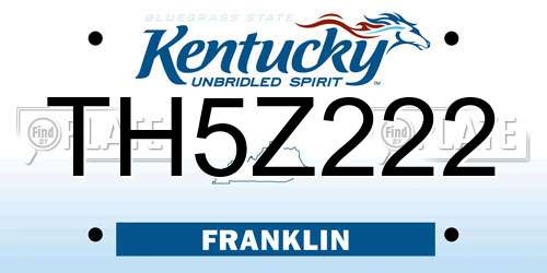 TH5Z222 Kentucky License Plate