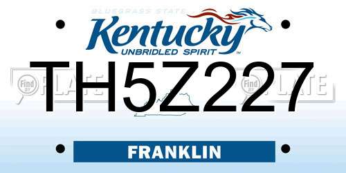 TH5Z227 Kentucky License Plate