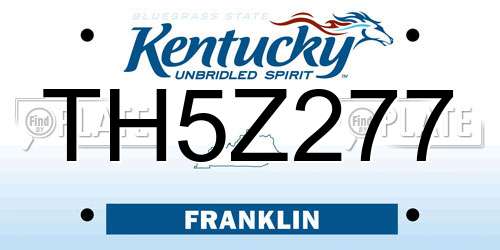 TH5Z277 Kentucky License Plate