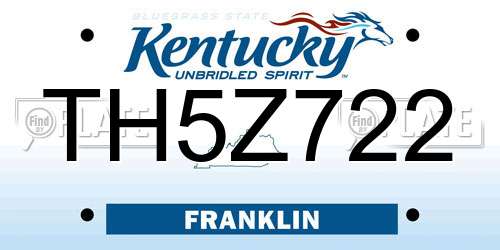 TH5Z722 Kentucky License Plate