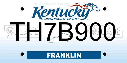 TH7B900 Kentucky License Plate