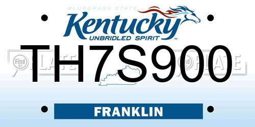 TH7S900 Kentucky License Plate