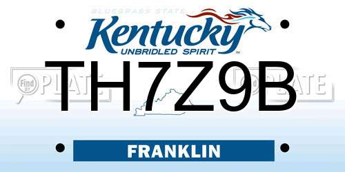 TH7Z9B Kentucky License Plate