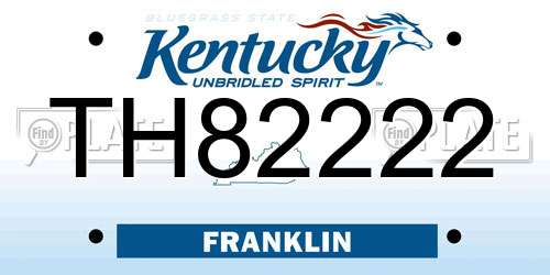 TH82222 Kentucky License Plate