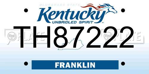 TH87222 Kentucky License Plate