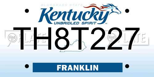 TH8T227 Kentucky License Plate