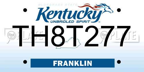 TH8T277 Kentucky License Plate