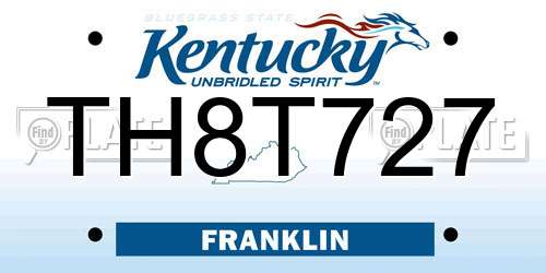 TH8T727 Kentucky License Plate