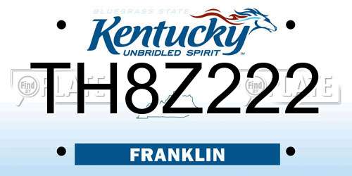 TH8Z222 Kentucky License Plate