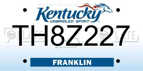 TH8Z227 Kentucky License Plate