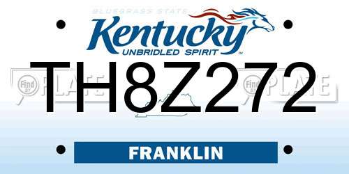 TH8Z272 Kentucky License Plate
