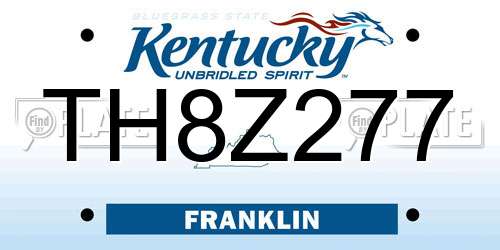 TH8Z277 Kentucky License Plate