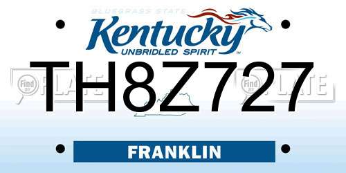 TH8Z727 Kentucky License Plate