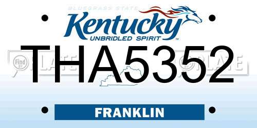THA5352 Kentucky License Plate