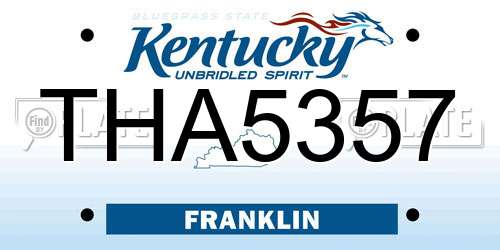 THA5357 Kentucky License Plate