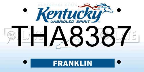 THA8387 Kentucky License Plate