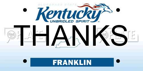 THANKS Kentucky License Plate