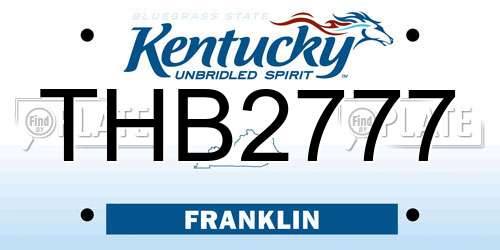 THB2777 Kentucky License Plate